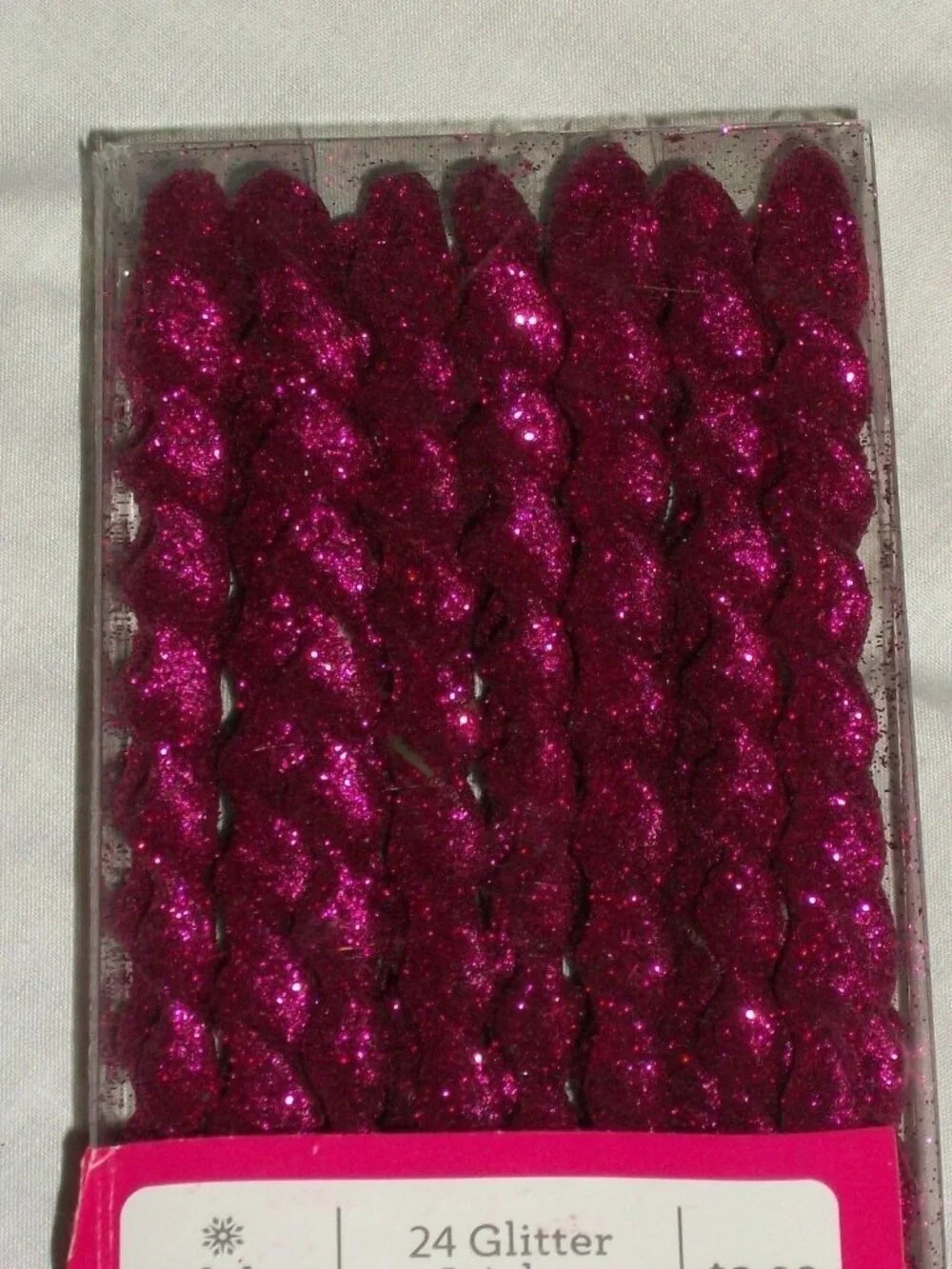 24 Holiday Time Hot Pink Glitter Icicle Ornament Christmas Tree